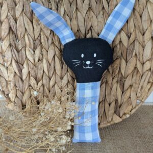 Hochet lapin vichy bleu