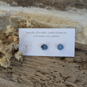 Boucles d'oreilles puce fleur bleu