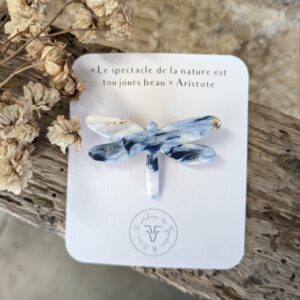 Broche libellule bleu