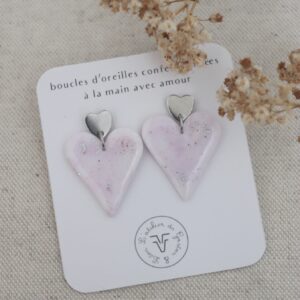 Boucles d'oreilles cœur violet