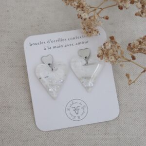 Boucles d'oreilles cœur gris