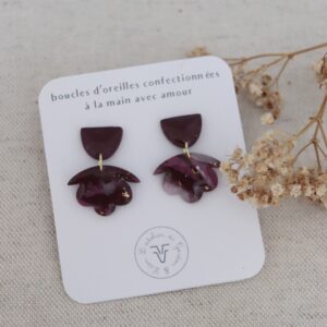 Boucles d'oreilles Lotus prune