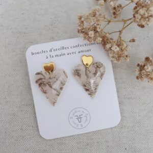 Boucles d'oreilles cœur feuillage