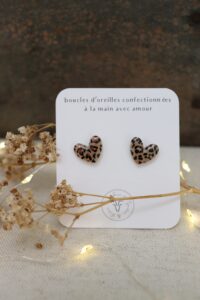 Boucles d'oreilles petits cœurs léopard