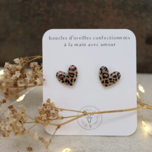 Boucles d'oreilles petits cœurs léopard