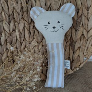 Hochet souris beige rayé