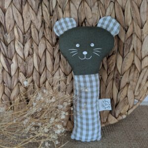 Hochet souris vichy vert