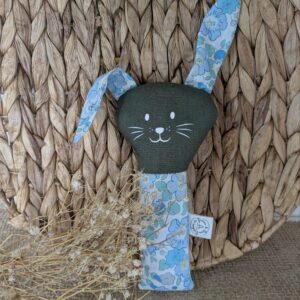 Hochet lapin vichy vert