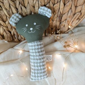 Hochet souris vichy vert
