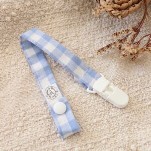 Attache tétine vichy bleu ciel