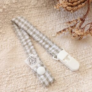 Attache tétine vichy kaki