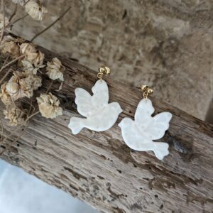 boucles d'oreilles Colombe blanc