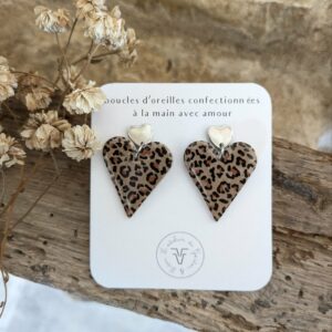 boucles d'oreilles coeurs léopard
