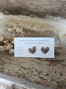 Boucles d'oreilles petits cœurs léopard