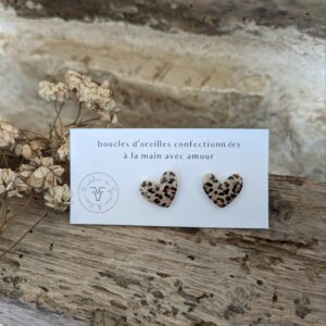 Boucles d'oreilles petits cœurs léopard