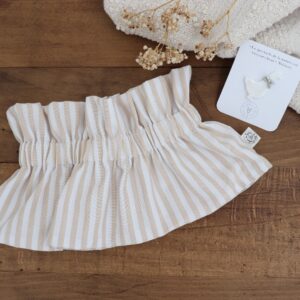Col amovible rayé beige