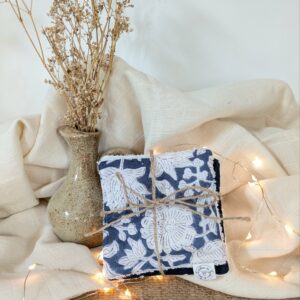 Lingettes bleu block print