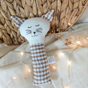 Hochet chat vichy noisette